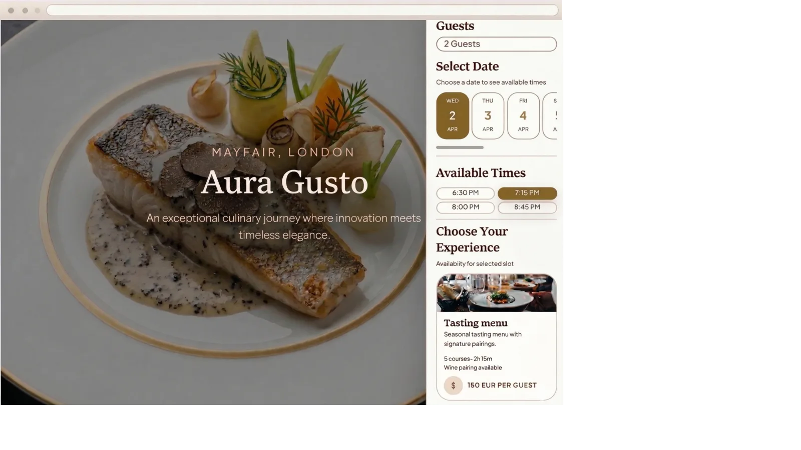 Aura Gusto booking drawer 1